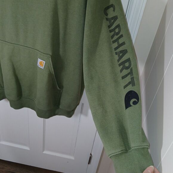 ​Carhartt Men's 2XL Loose Fit Midweight Hoodie Moss Green Logo Sleeve TS6022-M - Picture 4 of 15
